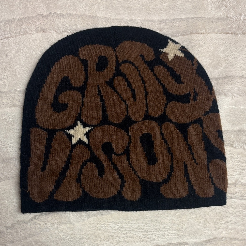 Black & Brown Graphic Knit Beanie